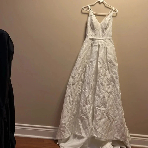 Galina Ivory Floral Print patterned  Wedding Gown Bridal Sleeveless Sz 4 - Picture 10 of 17